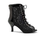 Chaussures De Danse Talons Peep Toe Pour Femme - Bottines Salsa Bachata, Cuir PU, Talons, Lacets - 11