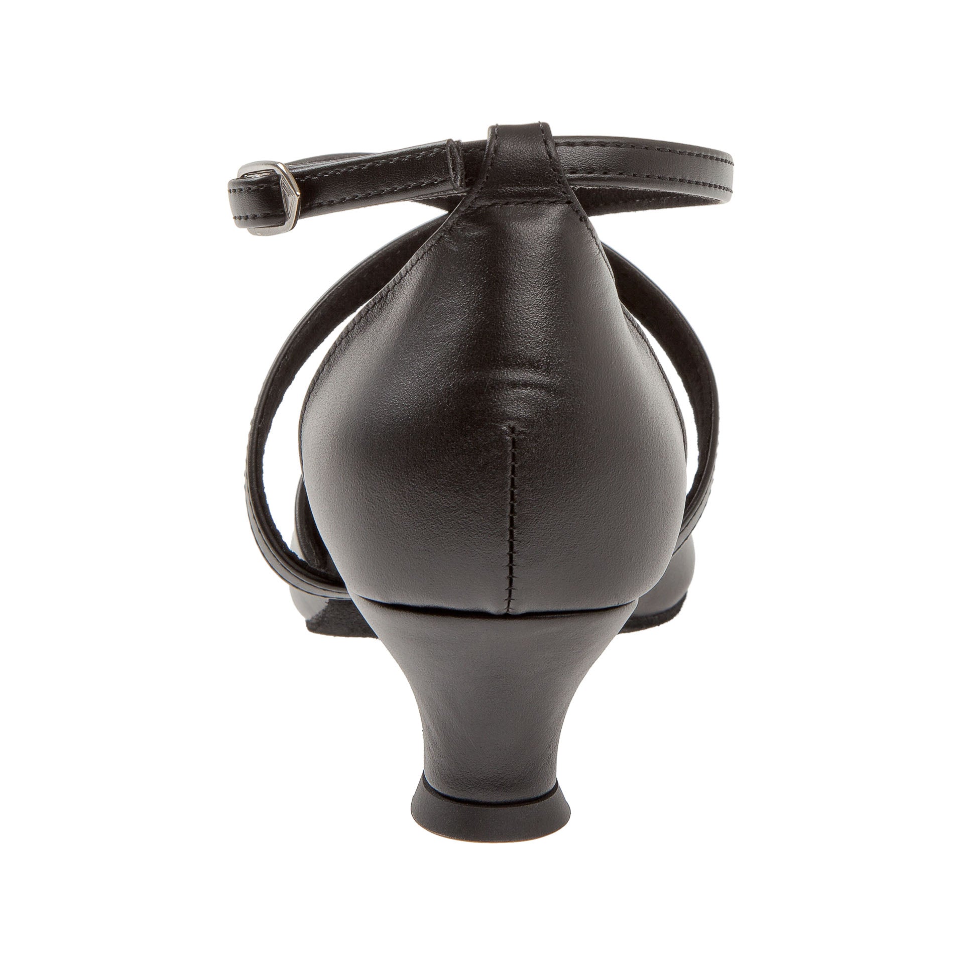 Rückansicht von Diamants 107 Leder-Tanzschuhen, handgefertigt in Deutschland, mit Knöchelriemen und abgerundetem Absatz.