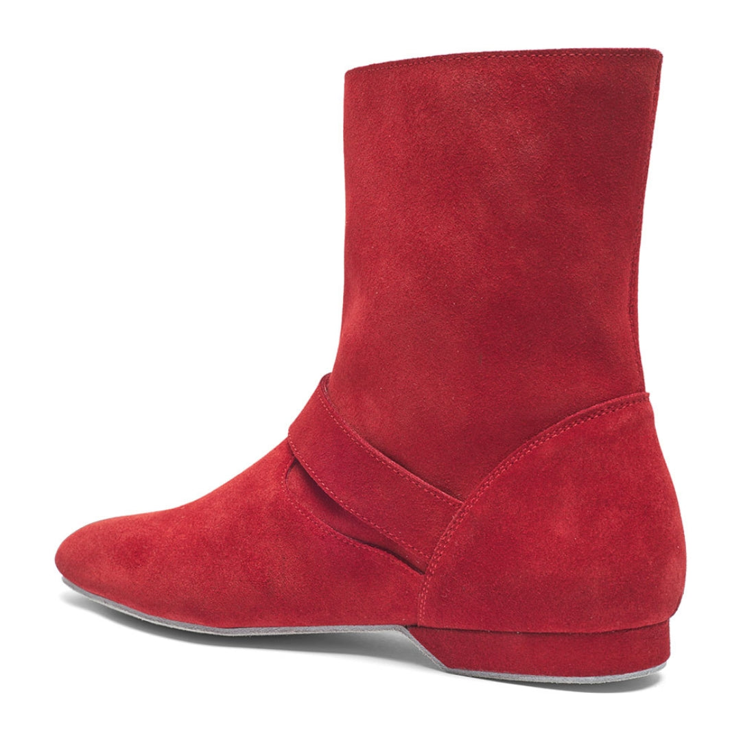 Rumpf 8855 niedrige West Coast Swing Stiefel, rot, flacher Absatz, geteilte Wildledersohle.