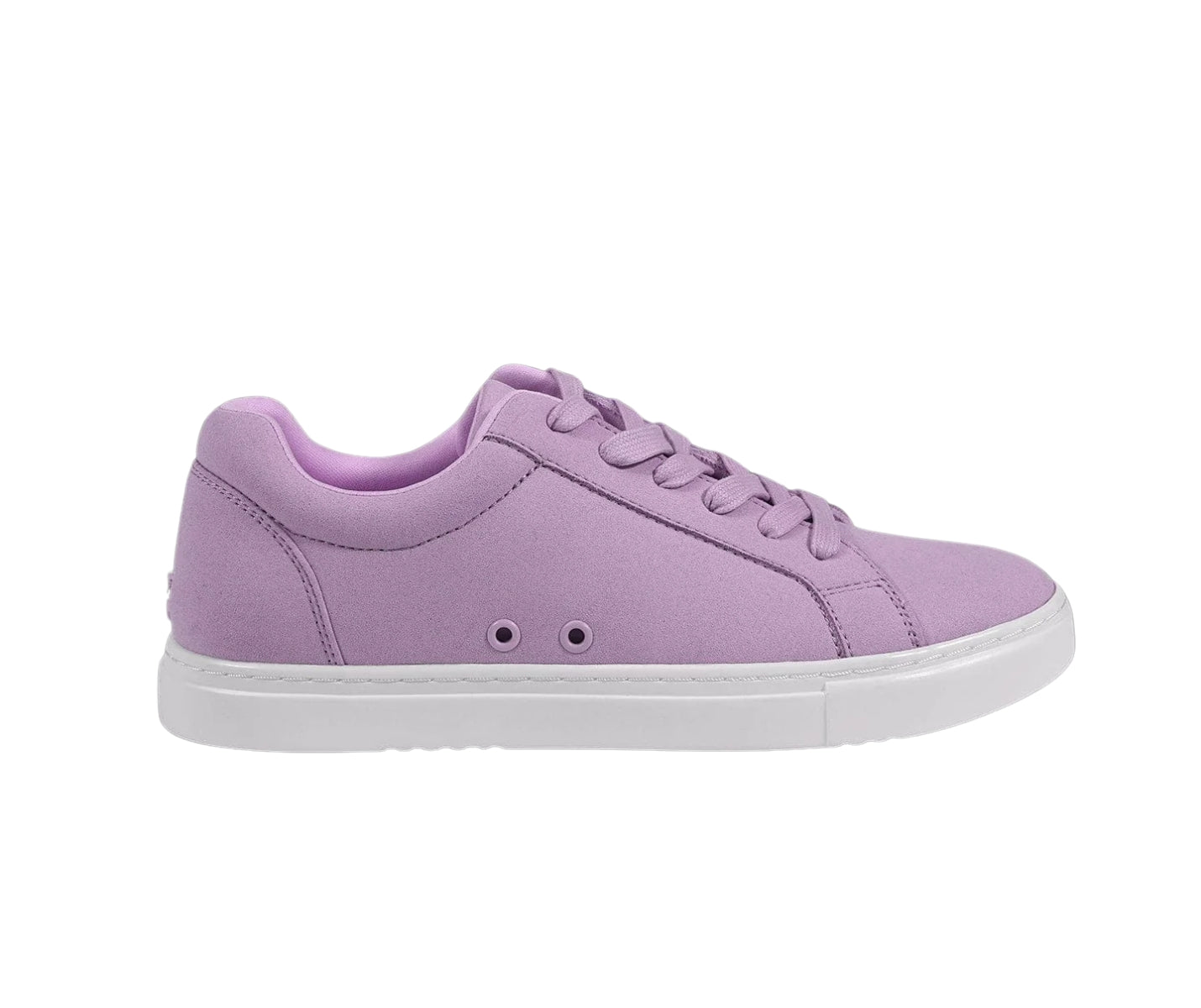 Fuego Low-Top-Tanz-Sneakers in Lavendel von Fuego Dance Shoes, weiße Sohle, Seitenansicht auf weißem Hintergrund.