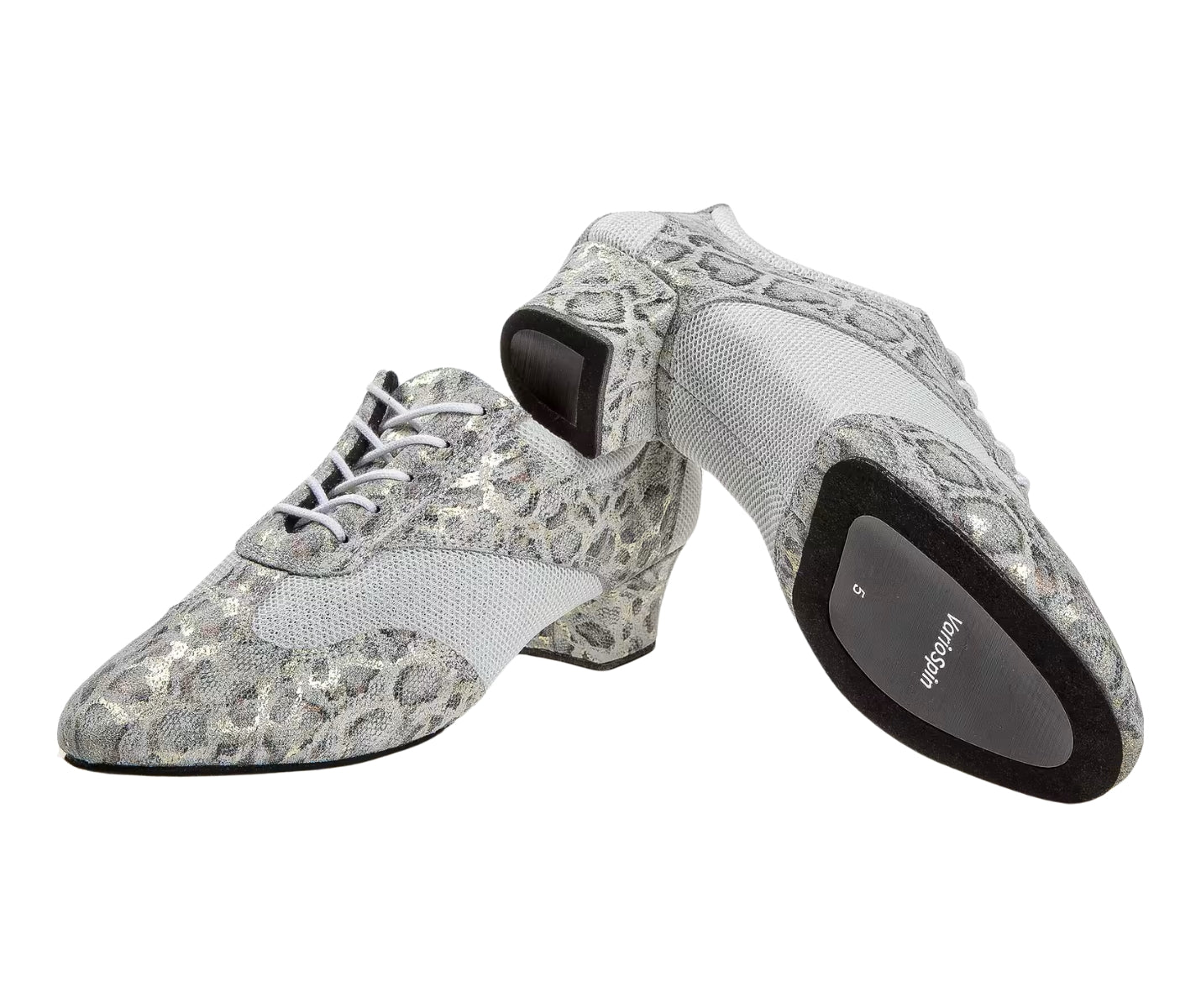 Beige Gold Leopard Diamant 188 Tanzschuhe mit Schlangenledermuster und Schnürdesign.