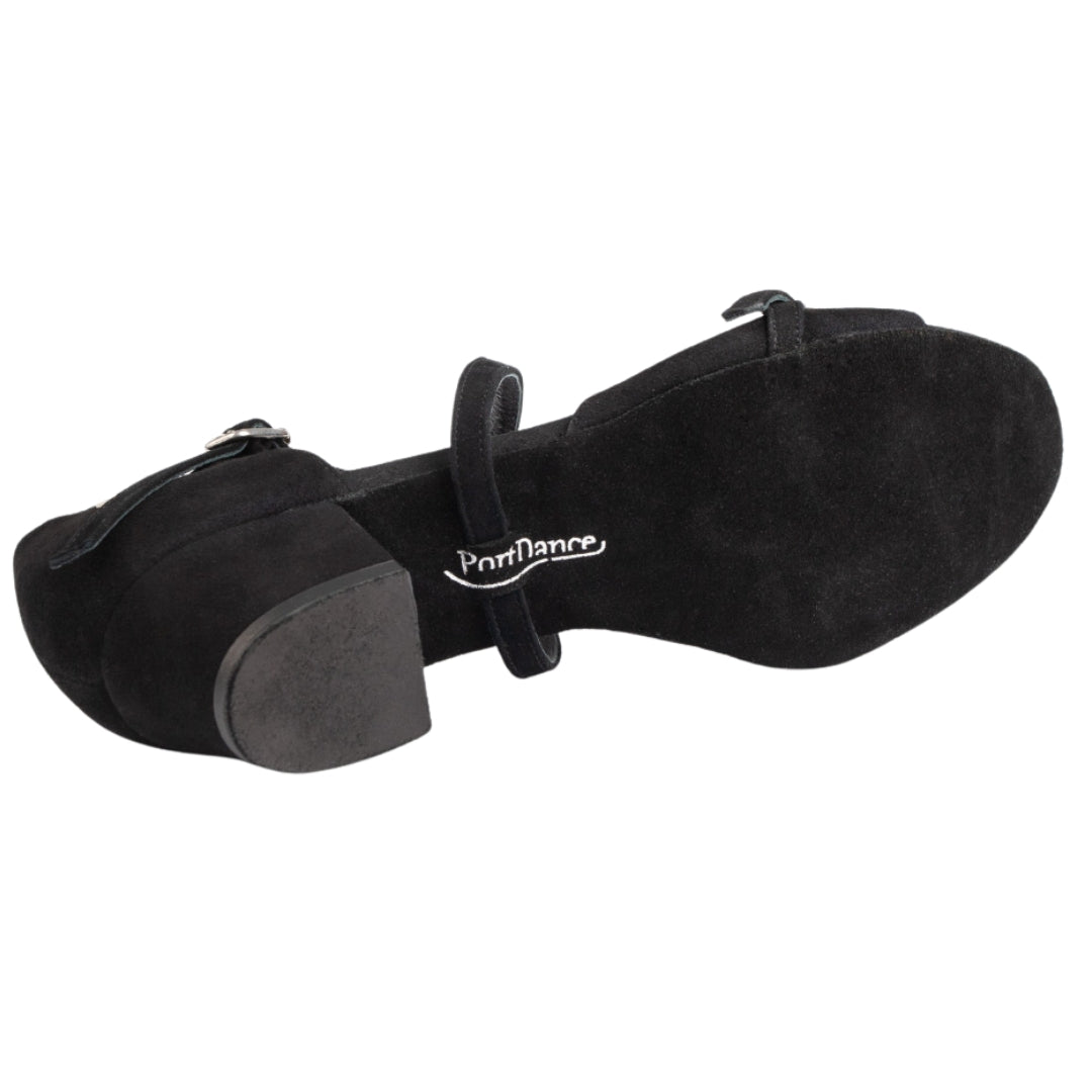 Die PD636 Premium Tanzschuhe von Portdance in schwarzem Nubukleder bieten sowohl Komfort als auch Stil für Anfängerinnen.