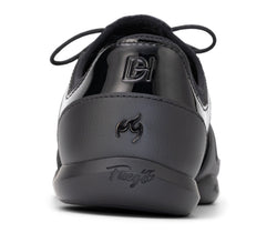 Die Fuego Dance Sneakers Split Sole x Derek Hough in Schwarz, von hinten gesehen mit glänzenden Fersenlogos.