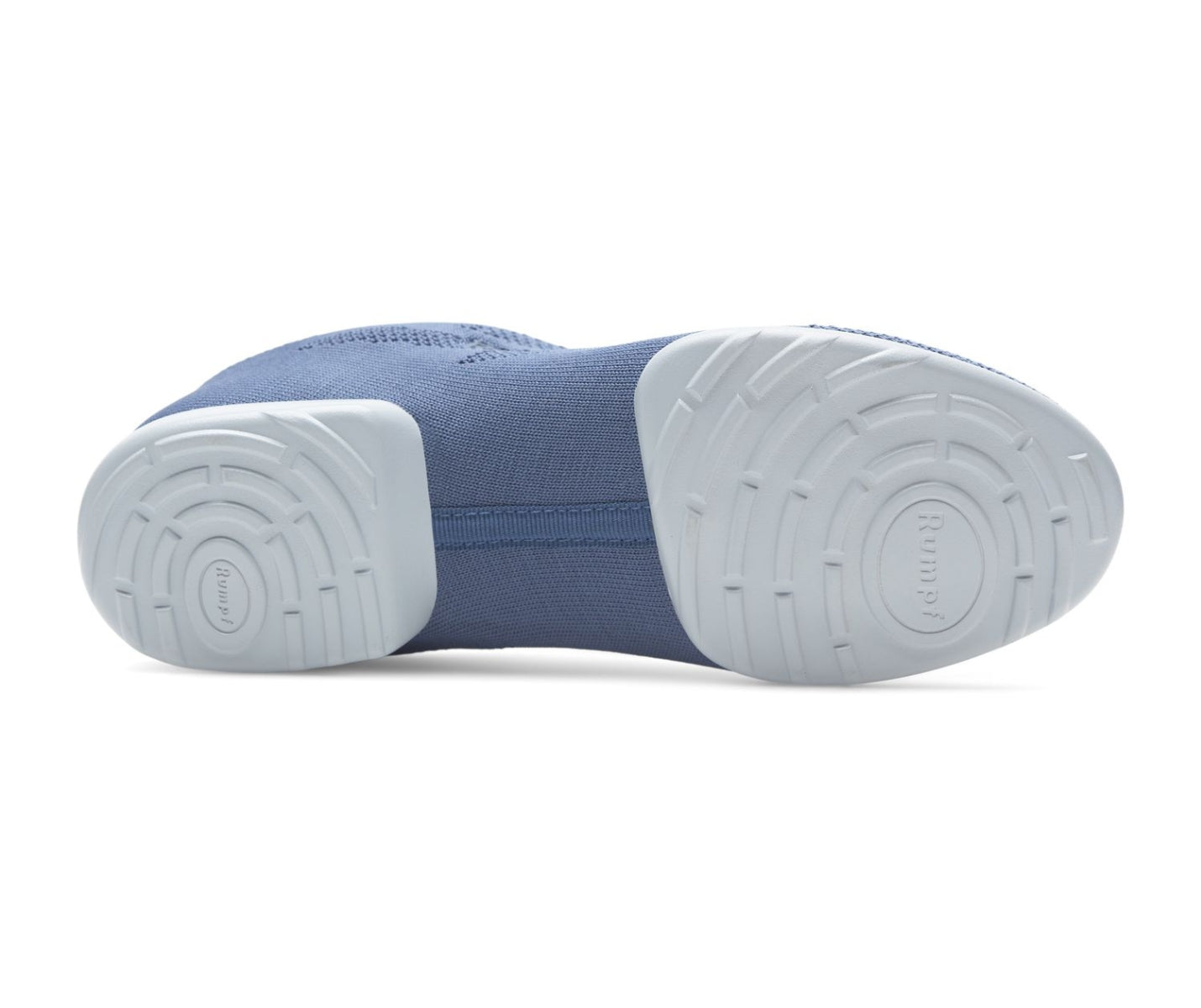 Unteransicht des 1567 Zuma Tanzsneakers von Rumpf in Blau mit weißer Gummisohle, flexiblem PU-Profil und Logo.