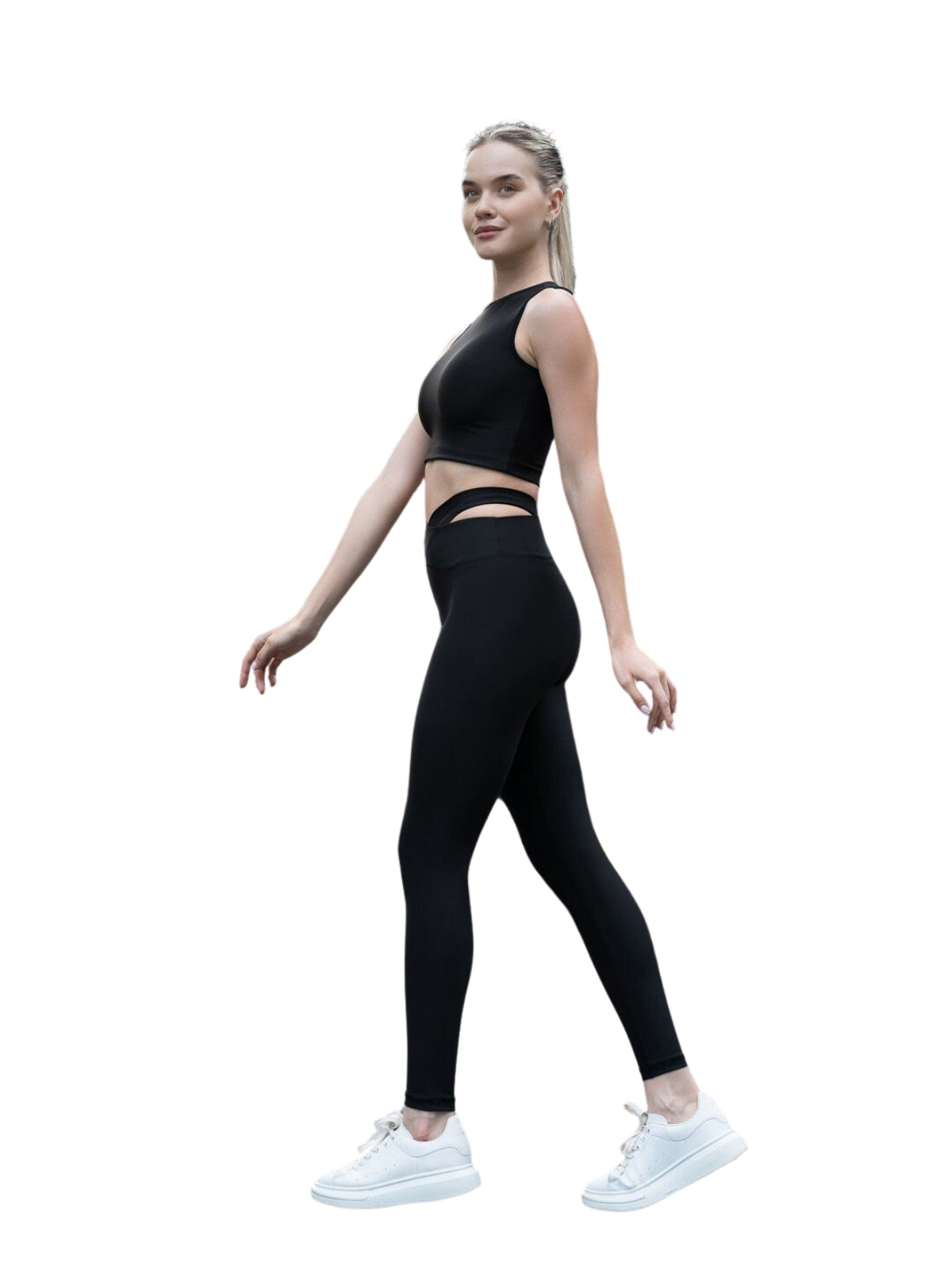 814 Extra high waist leggings with hip cutout in black