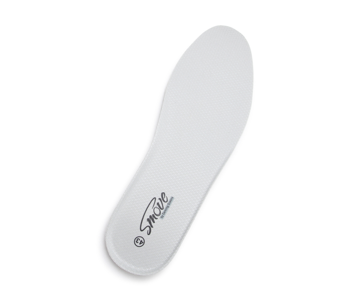 Weiße Dancing Queens Innensohle für SMOVE Breeze/Accent men, strukturierte Oberfläche, "Snooze" nahe der Ferse.