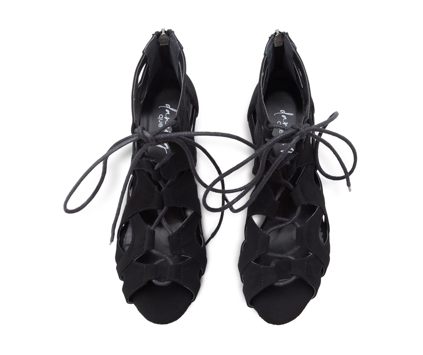 Dancing Queens Magnet Core Tanzschuhe in Schwarz Wildleder, obenansicht, auf weißem Hintergrund.