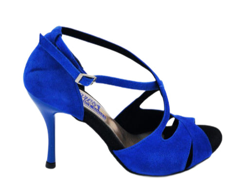 736/4/86 zapatos de baile en un ante azul