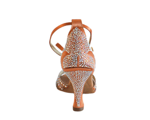 743 Tanzschuhe in Flesh Satin Strass von Lidmag, von hinten gesehen.
