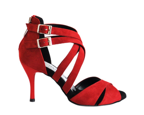 753 zapatos de baile en gamuza roja