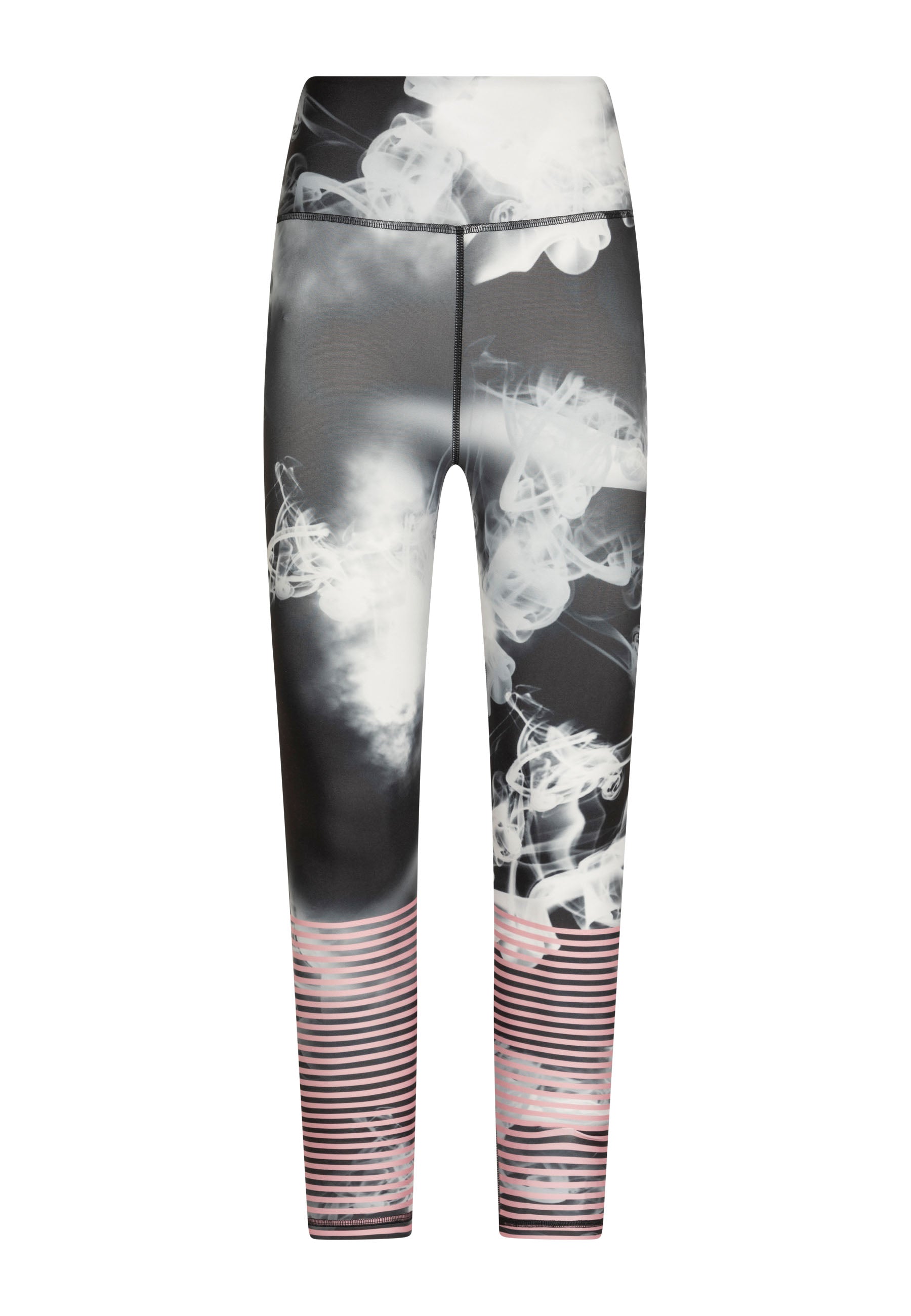 Die 1022 Extra High Waist Leggings von Lismina in Grau und Rosa bieten ein Rauch- und Streifenmuster für einen schlanken Look.