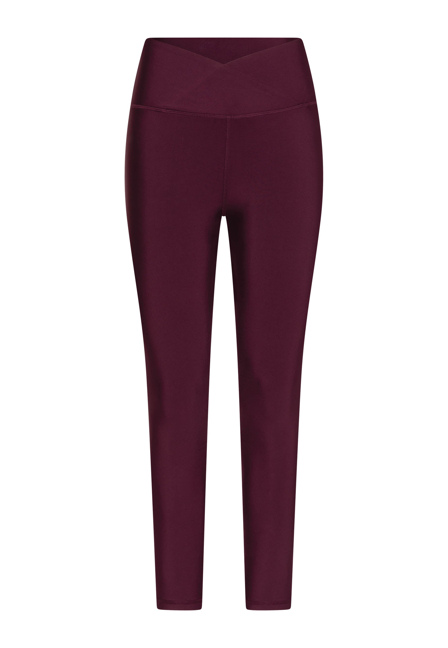 Lismina 1087 Ve Waist Leggings in Dunkelviolett, hoch tailliert mit V-förmigem Bund, abgebildet auf weißem Hintergrund.