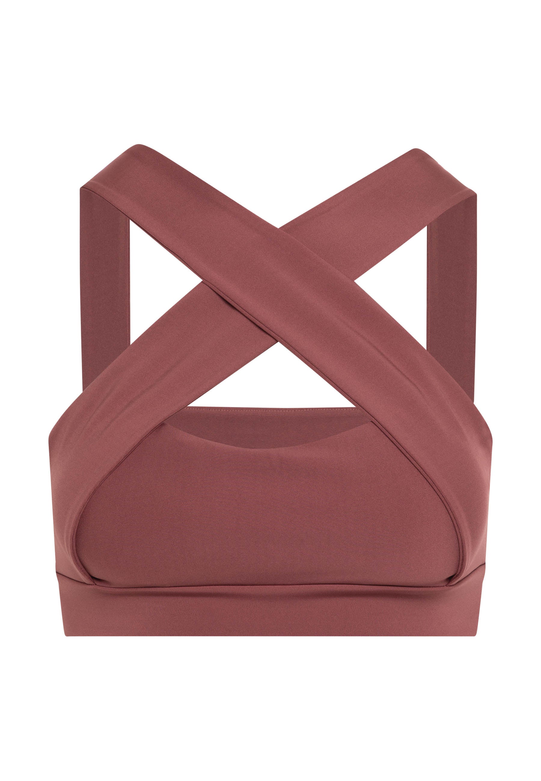 Der 208 Decoltée Sport-BH in Dunkelrosa von Lismina verfügt über breite Träger und eine glatte Textur, ideal für Yoga.