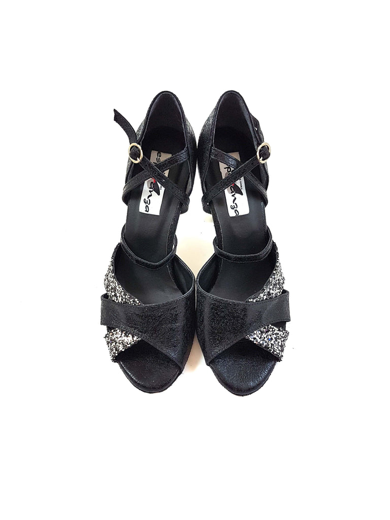Esp16 zapatos de baile en plata negra
