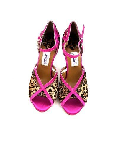 Zapatos de baile de Nao en Leopard Fuchsia Satin