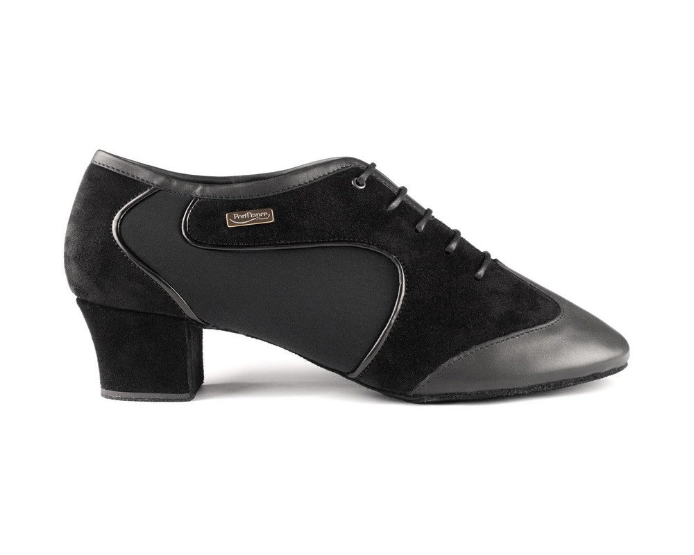 PD014 por zapatos de baile en cuero negro/nubuck