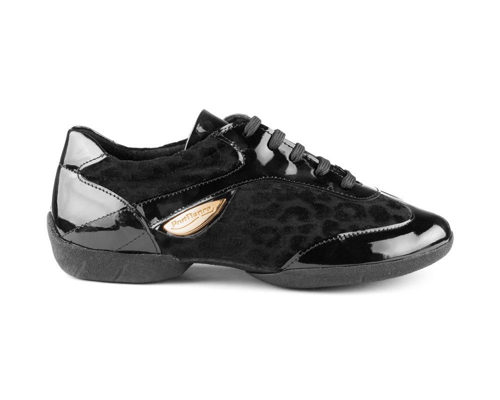 PD02 Fashion Dance Sneaker in Black Nubuck Pattern MIT Sneaker-Sohle