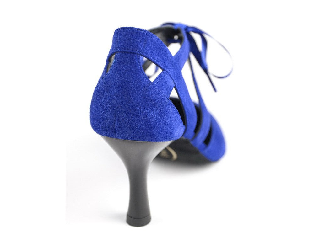Zapatos de baile premium PD125 en azul con suela de gamuza