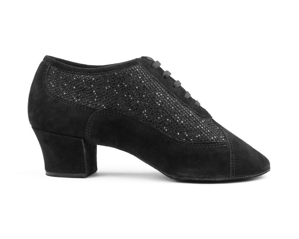 Zapatos de baile de moda PD701 en negro Nobuck/Glitter