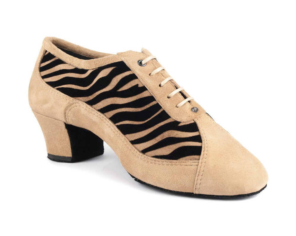 PD703 zapatos de baile en camello nubuck tigre
