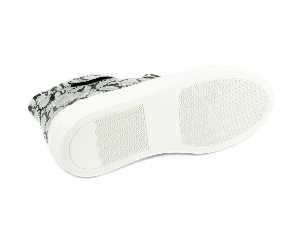 PD HH 003 Boot Dance Shoes en serpiente blanca/negra con suela de zapatillas