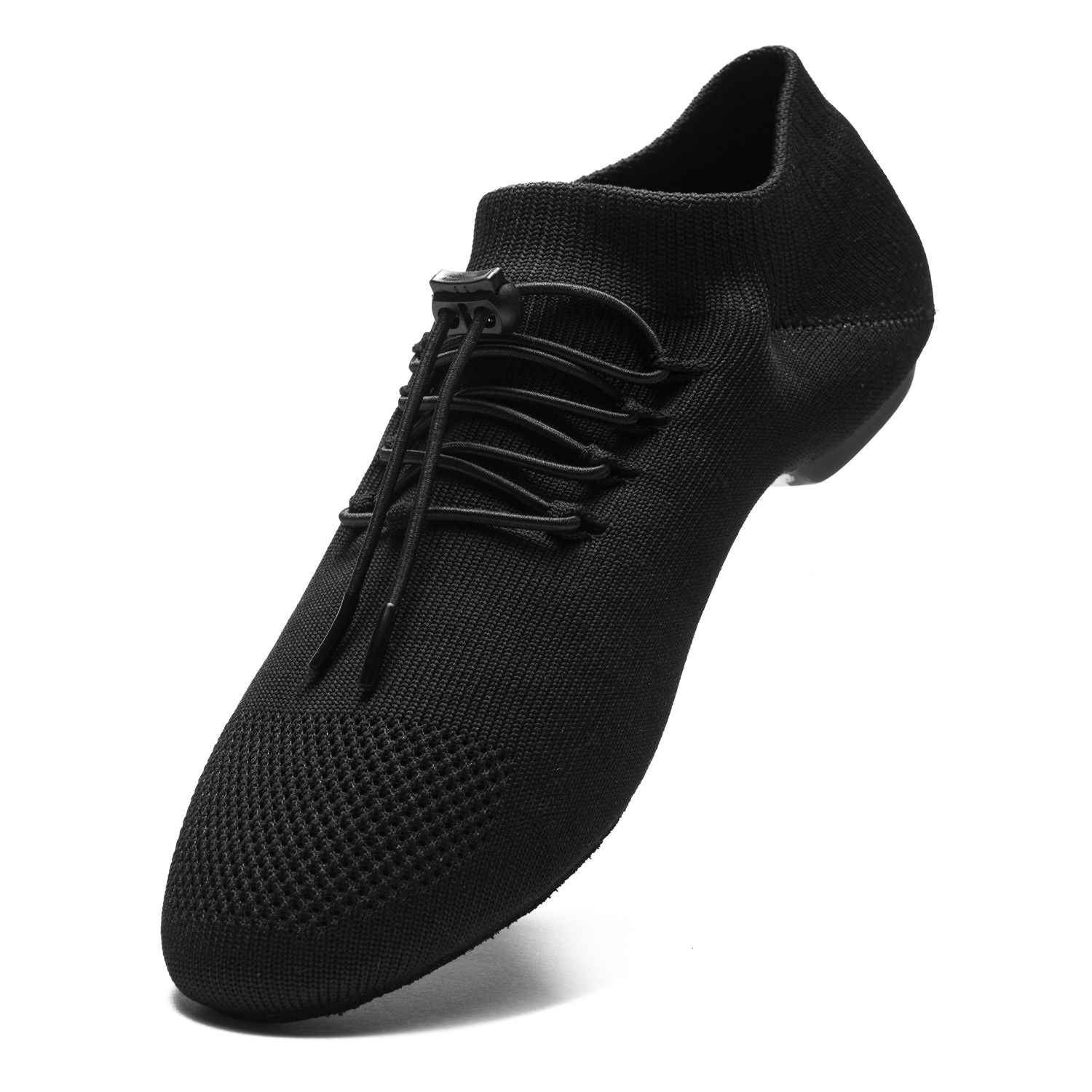 Rumpf 1581 Jazz Sneaker in Schwarz: Strick-Sneaker mit elastischen Schnürsenkeln, strukturierter Zehenkappe und Flyknit-Material.